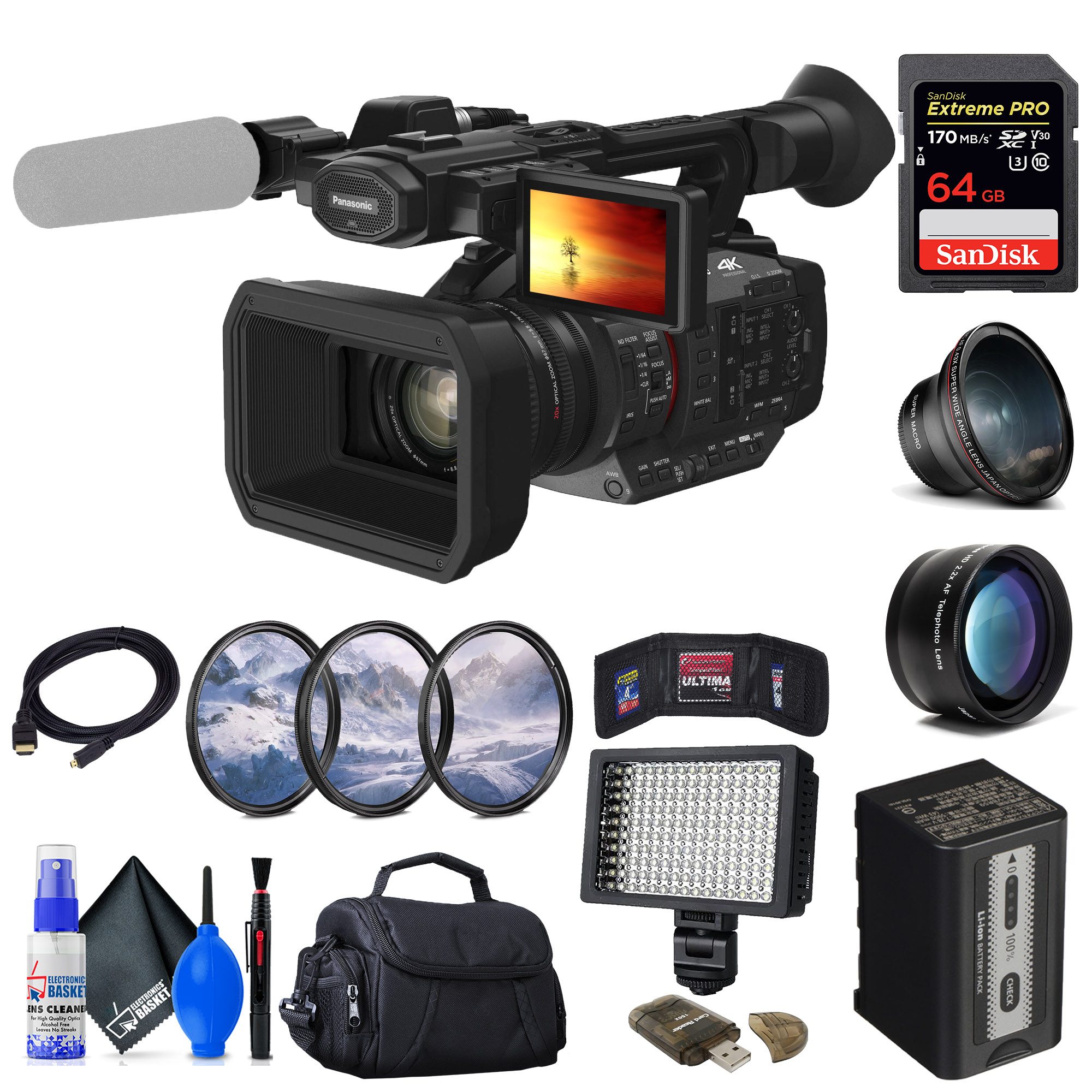 Panasonic HC-X20 4K Mobile Camcorder with Rich Connectivity (HC-X20) + 64GB