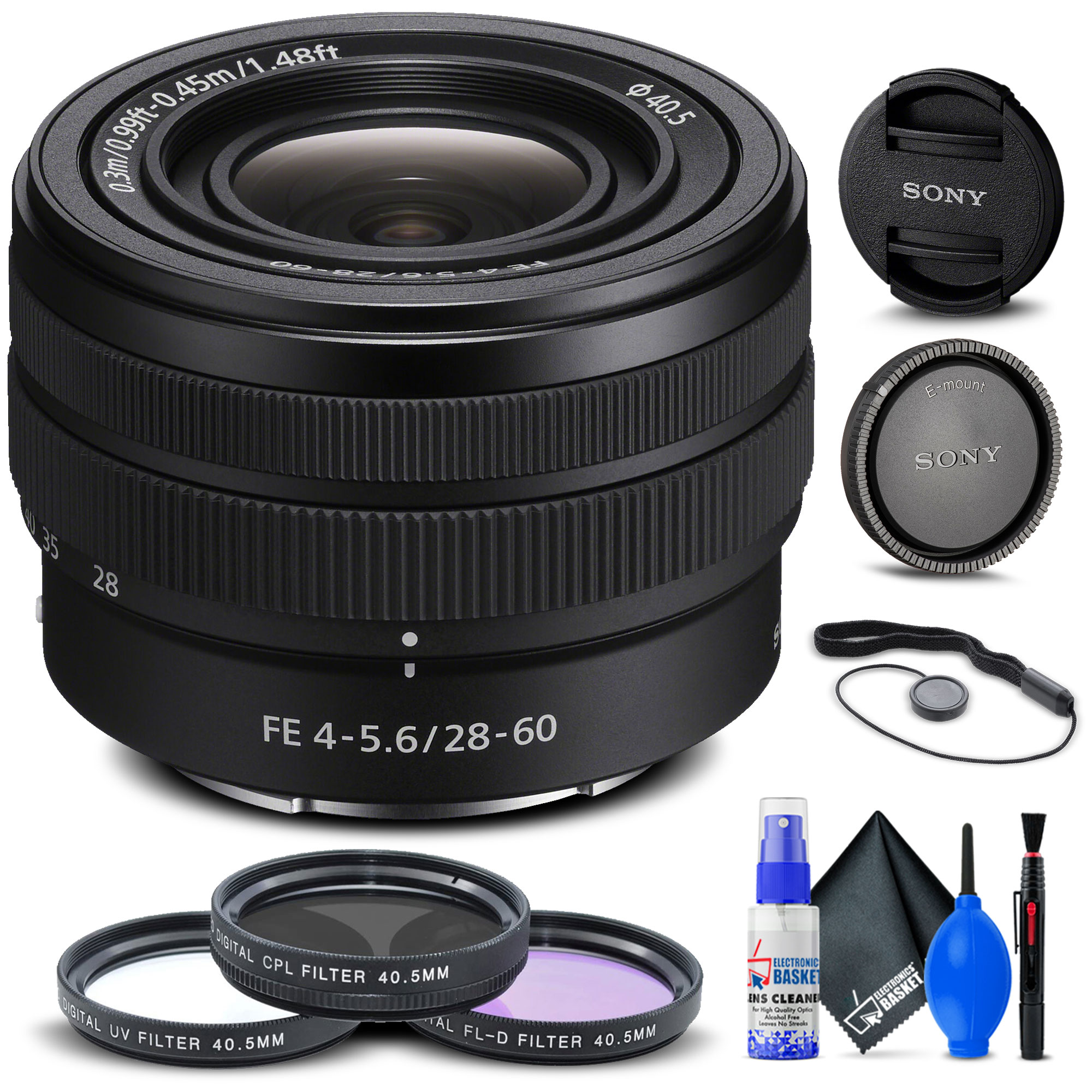 Sony FE 28-60mm f/4-5.6 Lens + Filter Kit + Cap Keeper + Cleaning 